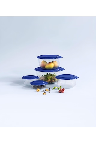 Tupperware Kristalin Kase Servis Saklama Kabı Seti Gece Mavisi 5'li 275 ML + 450 ML + 1.1 L + 2.1 L + 3.5 L Gece Mavisi