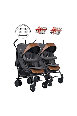 Baby Home 107 Ayrılıp Birleşebilen Baston İkiz Bebek Arabası