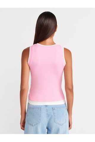 Dilvin 21086 Çift Görünümlü Kolsuz Top-pembe Pembe