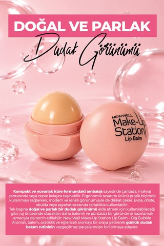 New Well Make-up Station Lip Balm Big Bubble Aromalı 12gr 001