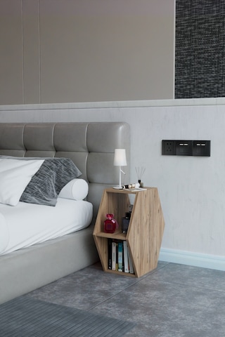 Alpa Ev Mobilya Altıgen Komodin, Modern Başucu Sehpası, Dekoratif Raflı Komodin Kitaplık Atlantik Çam