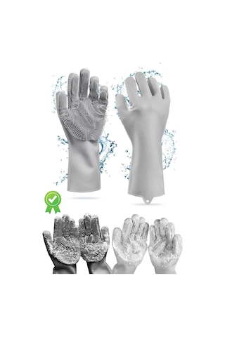 Sihirli Silikon Bulaşık Yıkama Eldiveni Tencere Tava Ovma Lavabo Mutfak Fırın Temizlik Iş Eldiven