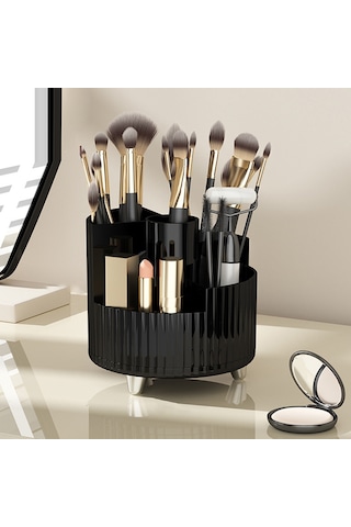 Cbtx Makyaj Organizatör Saklama Tepsisi Abs+pet Tuvalet Masası Kozmetik Raf Vitrin - Siyah / Döner Raf