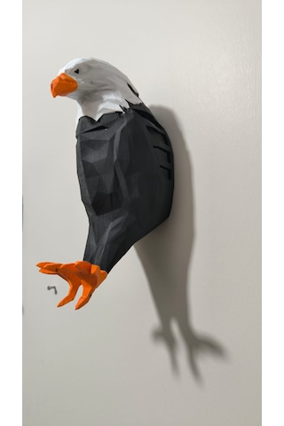 Kartal Şeklinde Renkli Dekoratif Gece Lambası / Aplik Beyaz - Siyah