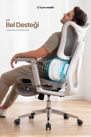 Okawa Titreşimli Masaj Destekli Ergonomik Çalışma Koltuğu - Gri