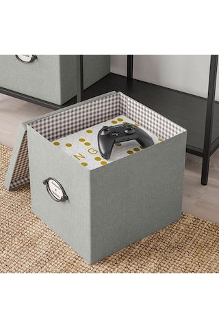 Ikea Kvarnvık Kapaklı Karton Saklama Kutusu 35 X 32 X 32 Cm Gri