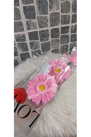 Solmayan Çiçek Gerbera - Özel Gün Çiçek- Yapaydır - Şönil Çiçek Beyaz - pembe