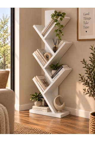 Çapraz Kitaplık - Beyaz Mdf