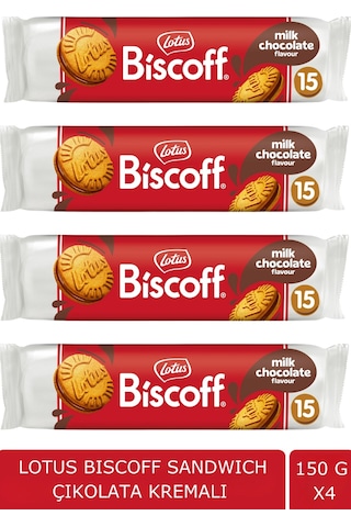 Lotus Biscoff Sandwich Çikolata Kremalı Bisküvi 4 x 150 G