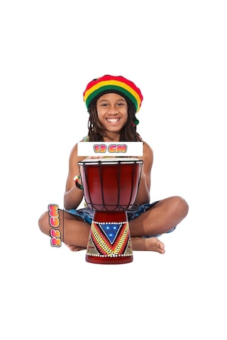 Djembe Davul Darbuka Renkli Afrika El Yapımı 25cm Çocuk Bongo Kongo No.2