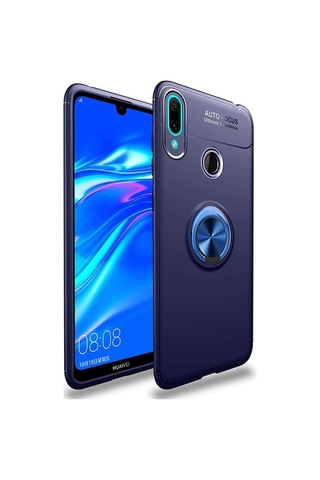 Huawei Y7 Prime 2019 Kılıf Yüzüklü Tam Korumalı Silikon Kapak