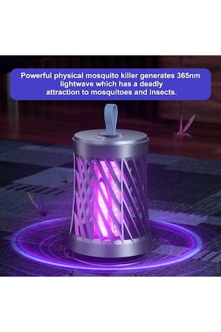 Besthome1 Ev İçi Usb Elektrikli Sinek Öldürücü Gri Masaüstü/duvar Takımı 365nm Mor Işık Nefes Simülasyonu 360 Tutma Isı Işığı