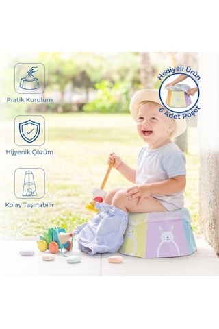 Katlanabilir Seyahat Lazımlığı Desenli 6 Adet Poşet İle Pratik Kullanım Açık Bej