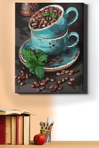 Webstyle Sayılarla Boyama Seti Kasnaklı Mavi Fincanlar 50x65 Cm