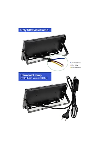 Fosenze 50w 395nm Led Uv Feneri, Ip65 Su Geçirmez, İç/harici Kullanım, Parti Ve Sahne Işığı, Avrupa Standartı Şarj, 220v Alüminyum Gövde Siyah