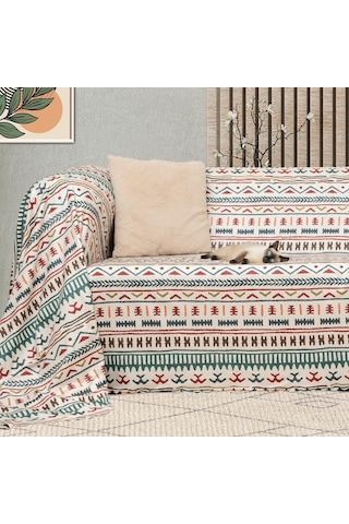 Latuda Concept Softmicro Boho Etnik Desenli Mikrofiber Koltuk Örtüsü Ve Tv Battaniyesi, Koltuk Şalı, Kaymaz Turkuaz Genel