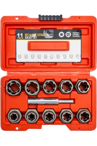 6124 Hasarlı Civata Ve Somun Sökme 1/2" Lokma Takımı 11 Parça
