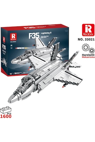 Reobrix 33021 F-35 Lightning Iı Fighter Jet Uçak Yaratıcı Yapı Blok Seti Building Blocks -1600 Parça