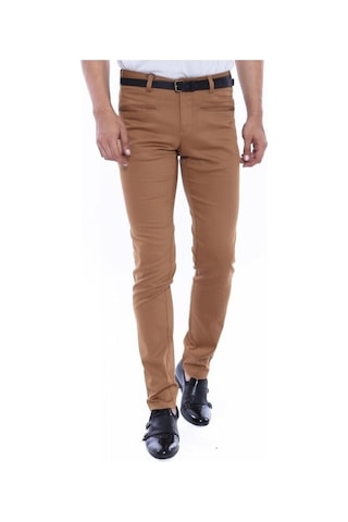 Desenli Slim Fit Pamuk Taba Erkek Pantolon - Wessi Siyah