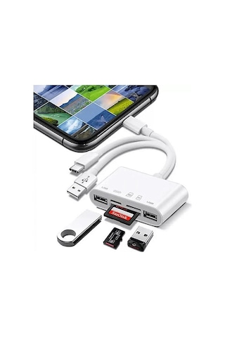 Daytona NK1032 Pro Type-c Lightning Usb-a To 2x Usb3.0 Sd Tf Pd Kart Okuyucu Çevirici Hub Adaptör