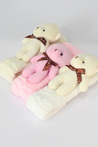 Ayıcıklı Peluş Bandana Saç Bandı Pembe 0-10 Yaş Pembe