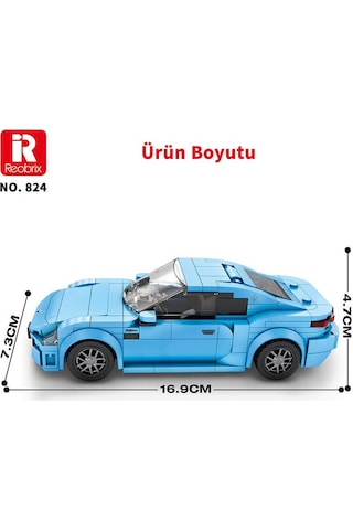 Reobrix Technic 824 1/24 Granturismo Maserati Mavi Spor Araba Yaratıcı Yapı Blok Seti Building Blocks - 384 Parça