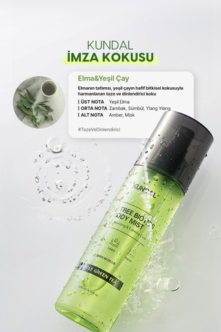 Akneye Eğilimli Ciltlere Vücut Bakım Misti Kundal Tea Tree Biotics Body Mist 200ml Apple Green Tea