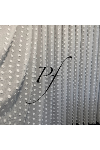 Perdefony Ponpon Keten Tül Perde ekru