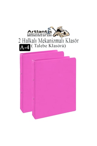 Pembe 2 Halkalı Klasör 2 Adet A4 Pvc Öğrenci Ve Ofis Tipi Evrak Sunum Talebe Büro Klasörü İç Cepli Otomatik Mekanizmalı Pembe