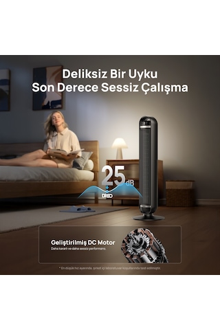 DREO Nomad TFT414 Kule Tipi Vantilatör 36 İnç 8 Hız, 4 Mod, 90° Salınım, Sessiz Çalışma, Kumandalı, LED Ekran Siyah