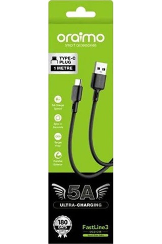 Jeemson Oraimo Type-c Veri Kablosu 5v 5a 1m Siyah Hızlı Şarj Ve Veri Transferi