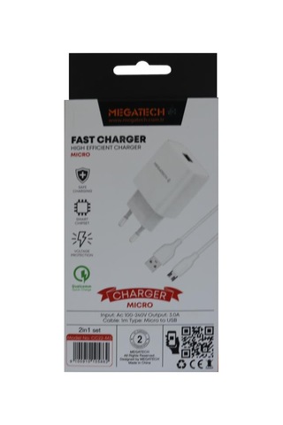 Megatech Cc01 Cc22-m3 2in1 5v-3.0 Ev Şarj+ Micro Kablo Hızlı Şarj