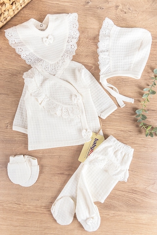 Fistolu Kendinden Desenli 5'li Kız Bebek Hastane Çıkışı Bebek Tak Çok Renkli