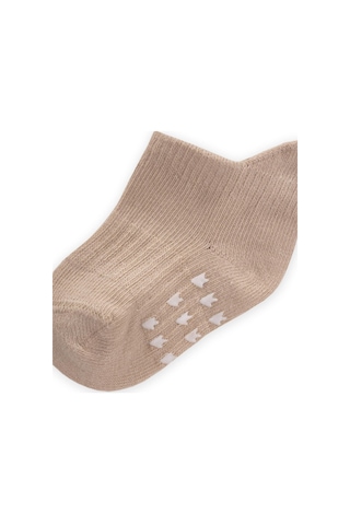 Cigit Abs Baskılı Bebe Patik Çorabı 0-4 Yaş Bej Bej