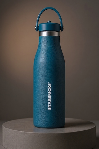 Starbucks Koyu Mavi Paslanmaz Çelik Yalıtımlı Pipetli İçecek Şişesi Suluk 532 Ml Mavi