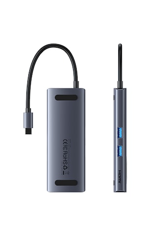 Vention Kablosuz Şarjlı 6'sı 1 Arada Alüminyum Alaşımlı Type-c Hub Çoklayıcı - 4k Hdmı 2xusb 3,0 Usb 3,2 Gen 1 Type-c Pd Gri 0,11m