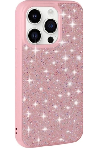 Apple Uyumlu iPhone 14 Pro Kılıf Parlak Taşlı Tasarım Zore Pırlanta Kapak Pembe