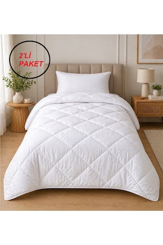 2 Adet Bella Home Mikrofiber -beyaz- Tek Kişilik Yorgan 155x215