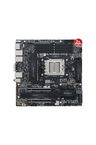 Asus Pro Ws B850m-ace Se, 4xddr5, 2xm.2, Hdmı, Dp, Type-c, D-sub, Pcıe 5.0, Am5 Soket Micro-atx Anakart 78011099
