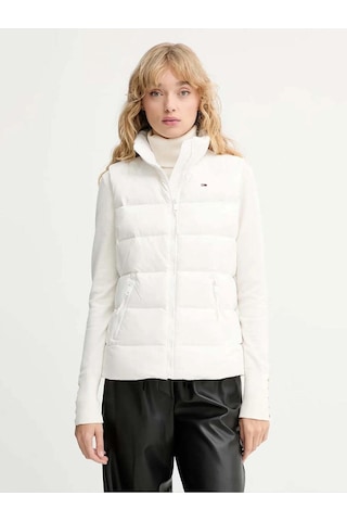 Tommy Hilfiger Tjw Dar Kesim Fermuarlı Baskılı Kuş Tüyü Kadın Beyaz Yelek Dw0dw21622ybl Beyaz