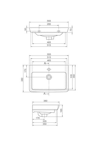 Turkuaz Seramik Cerastyle Porto 55 x 38 CM Etajer Lavabo