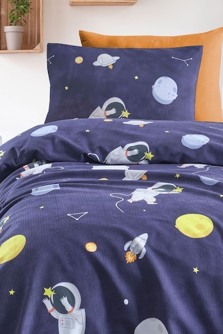 Enlora Home Pike Seti Baskılı Tek Kişilik Astron Lacivert