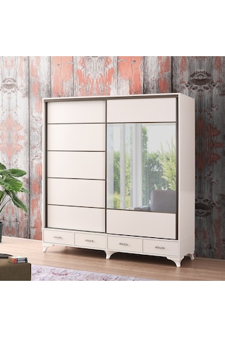 Beenal Mars Sürgülü Kapaklı Şifonyerli Gardırop 200 CM