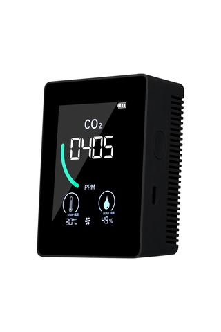 Ximistore9 Siyah Co2 Tespit Cihazı - Sicaklık Ve Nem Sensörü İle Gerçek Zamanlı Ölçüm, 4 Renkli Led Uyarı Sistemi
