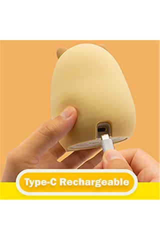 Ruicoo Usb Şarjlı Dokunmatik Zaman Ayarlı Çocuk Gece Lambası - Yumuşak Silikon Yapılı Portatif Işık Bej