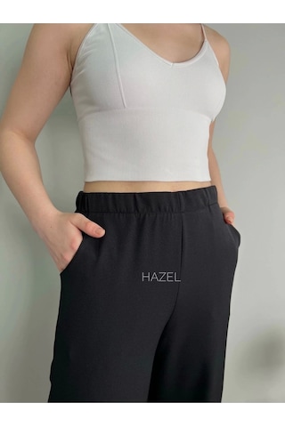 Hazel Kadın Siyah Yüksek Bel Lastikli Bol Paça Pantolon-siyah Siyah