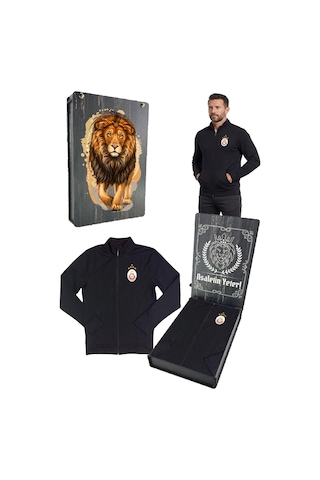 Gsstore Galatasaray Lisanslı 5 Yıldızlı Siyah Balıkçı Yaka Sweat Uv Kutu Hediyeli SiYAH