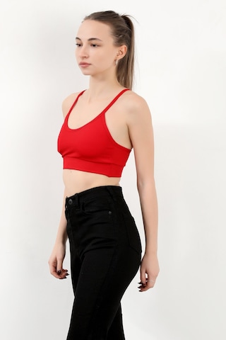 Giysa Kadın Askılı Fitilli Fleto Slim Fit Büstiyer Kırmızı - 9027