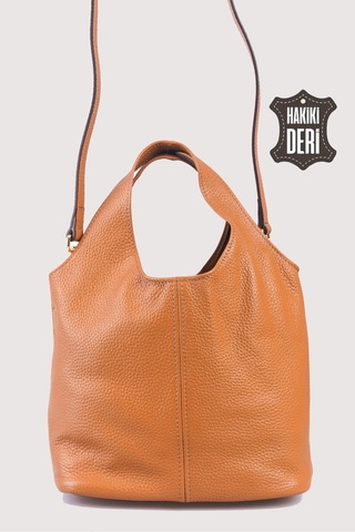 Hakiki Deri Kadın El Çantası Taba Smr9200 Taba