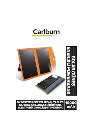 Premium Type-c Usb Portlu Led Işık Göstergeli Solar Güneş Enerjili Powerbank 10000 Mah Çok Renkli